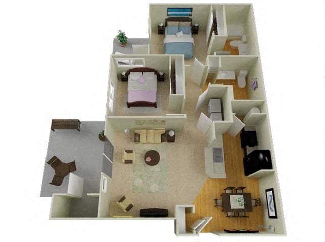 Pine Valley Ranch Apartments Spokane, Washington 2 Bedroom 2 Bath 3D Floor Plan 1034 sq ft Pine Valley Ranch Apartments Spokane, Washington 2 Bedroom 2 Bath 3D Floor Plan 1034 sq ft